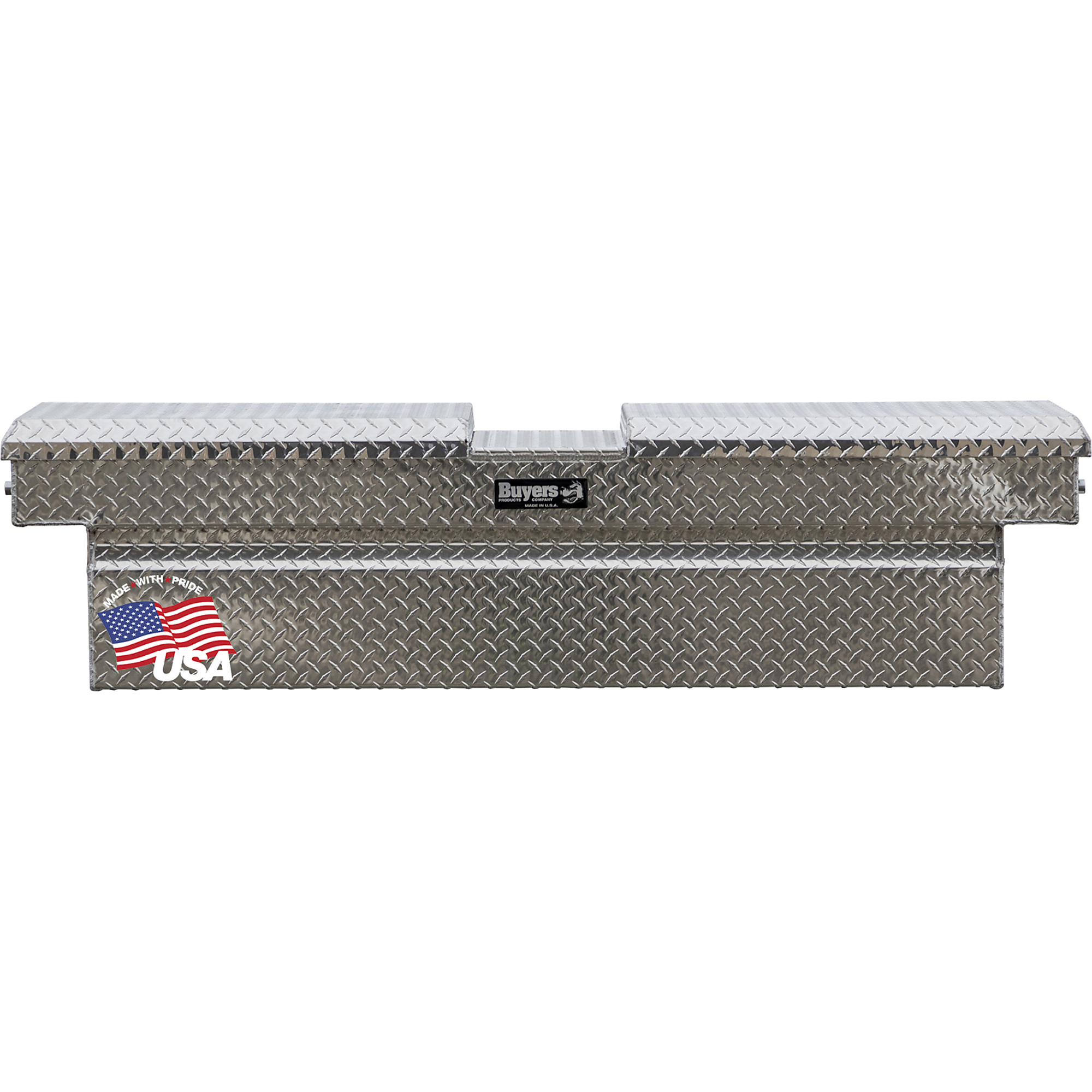 Buyers Products, 71x20x18 Crossover Gull Wing Pickup Truck Bed Tool Box, Width 71 in, Material Aluminum, Color Finish Diamond Plate Silver, Model# 1710410